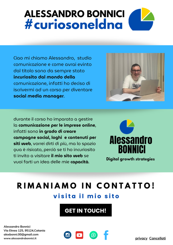 Newsletter personale bianca, azzurra e verde chiaro.